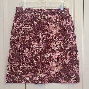 Eddie Bauer Cotton Blend Burgundy/Pink/Lavender Floral Skirt Size M